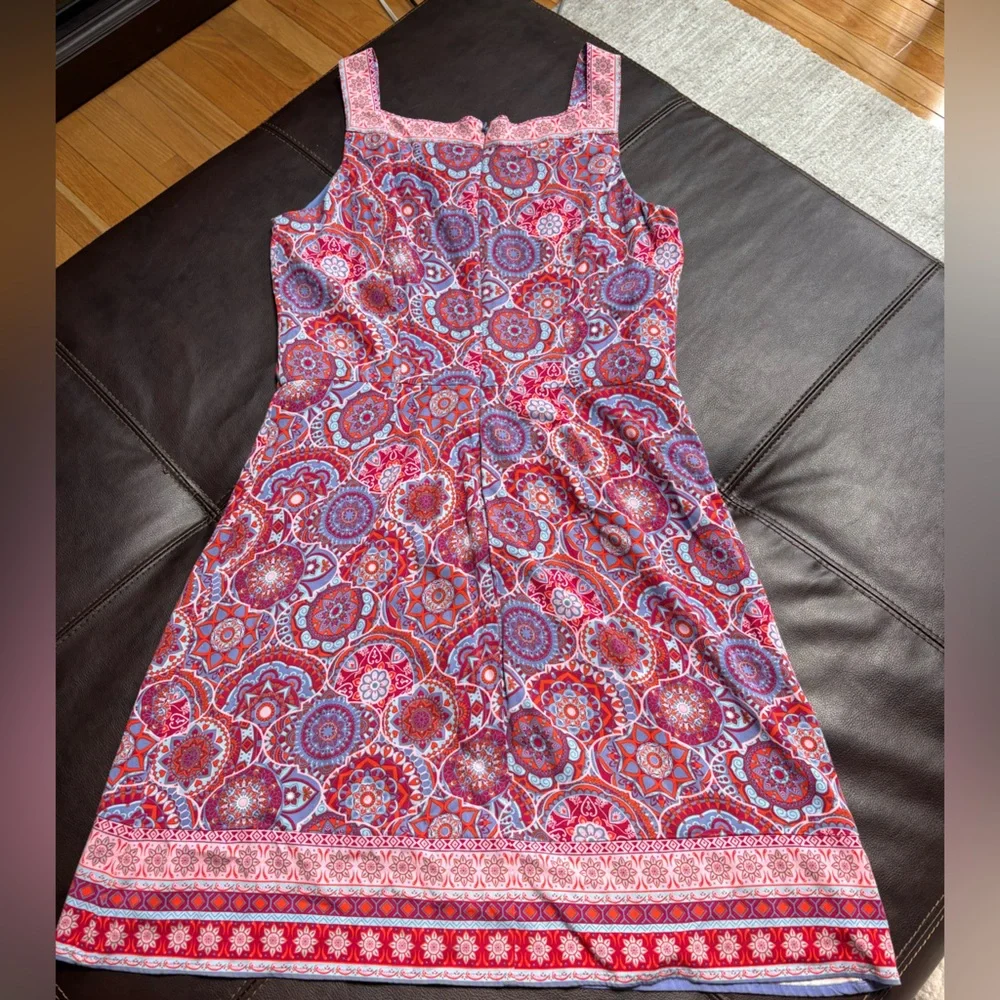 Vibrant Pink and Blue Patterned Midi Dress - Picture 4 of 5